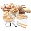 Complete Bread Baking Kit Banneton Proofing Basket Set 9In Round And 10In Oval Basket With Linen Liner Lame Dough Scraper Blender Whisk