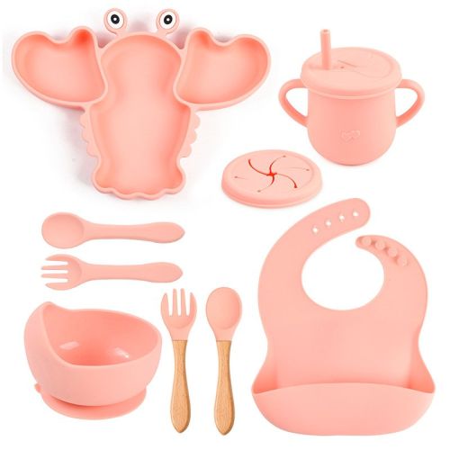 Baby And Infant Baby Food Three-grid Lobster Silicone Plate Suit
